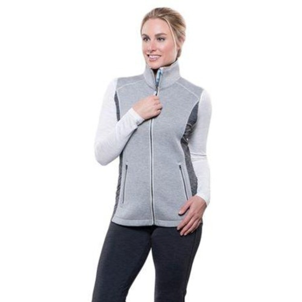 Kuhl Projekt Women's XL Full Zip Vest Grey Heathered Mock Neck Outdoor Layering